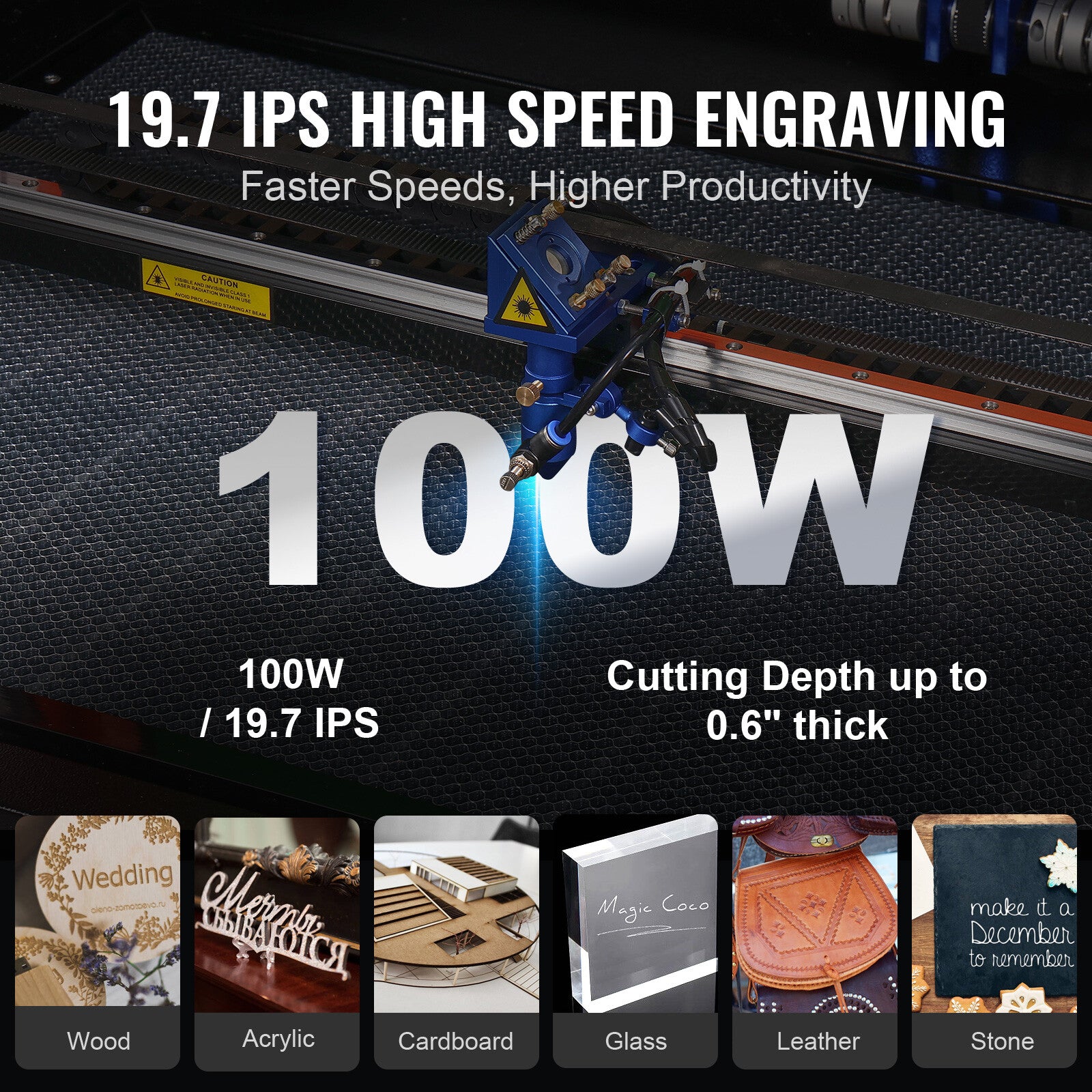 100W 24 X 35 in CO2 Laser Cutter Engraver Cutting Engraving Machine