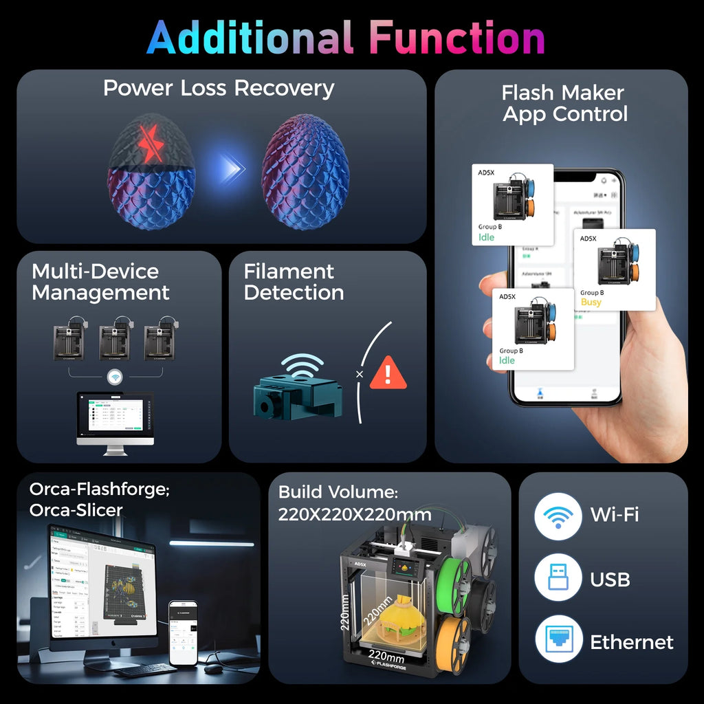AD5X 3D Printer, Multi-Color Printer for Beginners Home DIY, 1Count, 8.7 X 8.7 X 8.7"