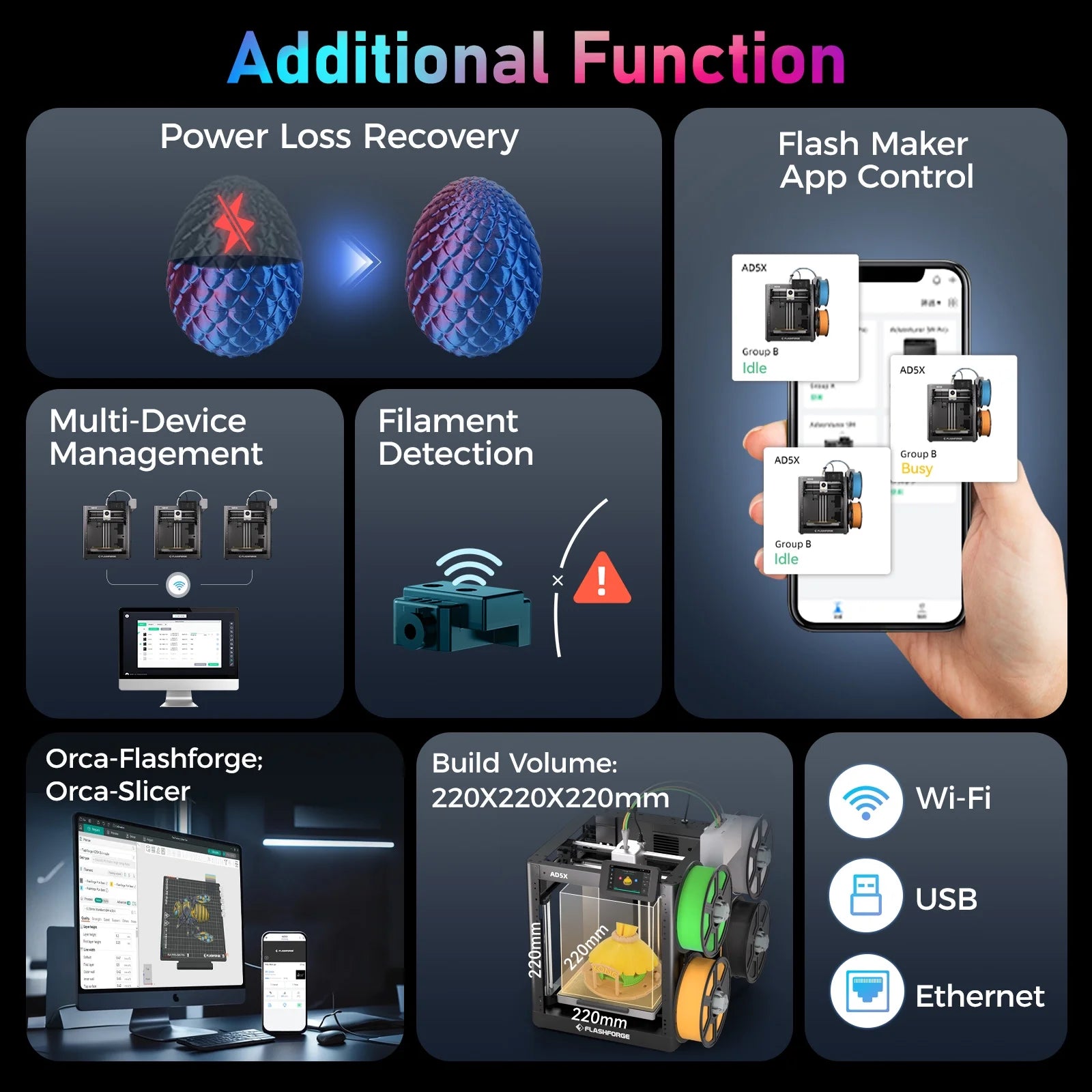 AD5X 3D Printer, Multi-Color Printer for Beginners Home DIY, 1Count, 8.7 X 8.7 X 8.7"