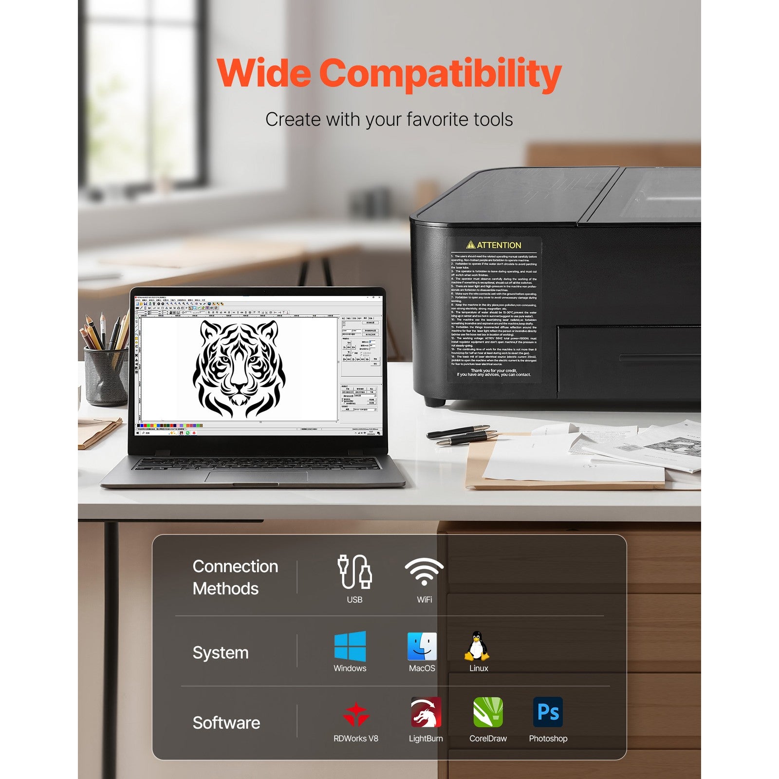 Uimoso 55W CO2 Laser Engraver 20X12 in Desktop Laser Cutter with Built-In Camera